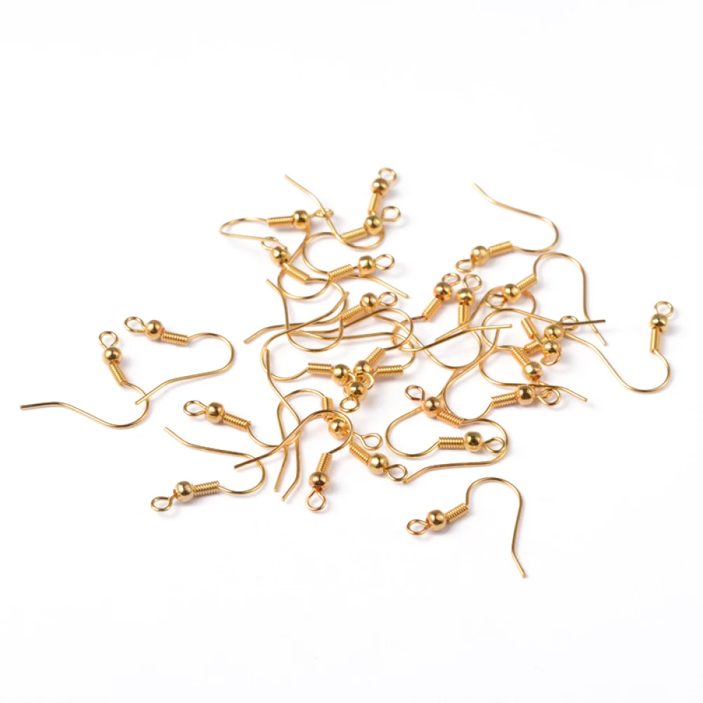 

1000pcs Brass Earring Hooks Ear Wire with Beads for jewelry making Accessories Findings 19mm, Hole: 1.5mm; Pin: 0.7mm