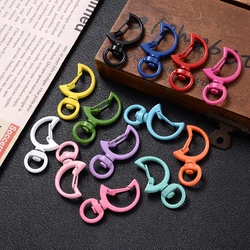 10Pcs/Lot 18x34mm Choose Color Alloy Moon Shape Lobster Clasp Hook Connector for Keychain Hole Key Ring Jewelry Making Findings