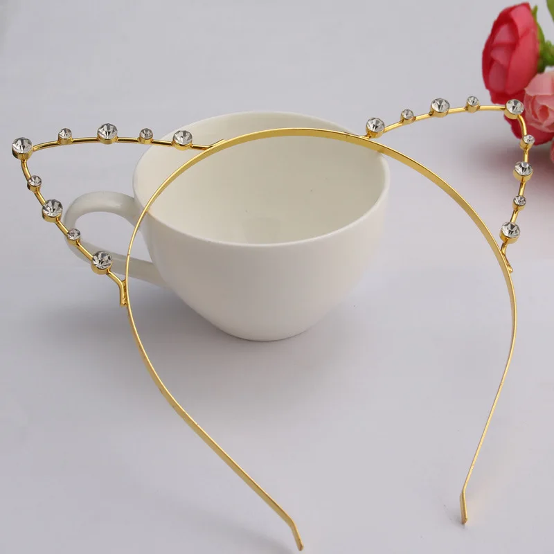 Cat Ear Headband Diamond-studded Alloy New Rabbit Ears Korean Version of The Small Fresh Hair Band Cute Hair Accessories