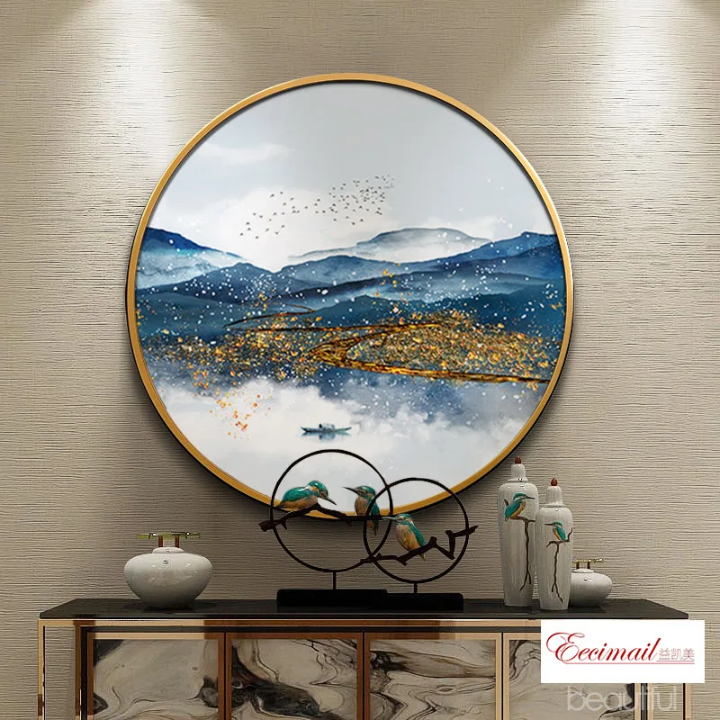 EECAMAIL Chinese Style Diamond Painting Full Of Diamonds Embroidered Landscapes Round Restaurant Stickers Diamond Cross Stitch