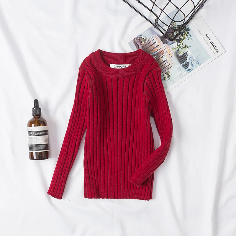 Autumn Spring Children\'s Knitted Round collar Candy Colors Children Spring Clothes Girls Sweater Knitted Pullovers Sweater