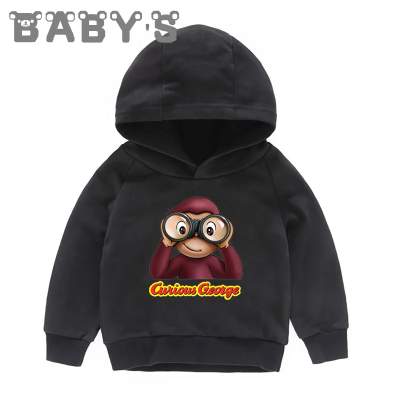 Children Hooded Hoodies Kids Curious George Monkey Cute Cartoon Sweatshirts Baby Pullover Tops Girls Boys Autumn Clothes,KMT5266