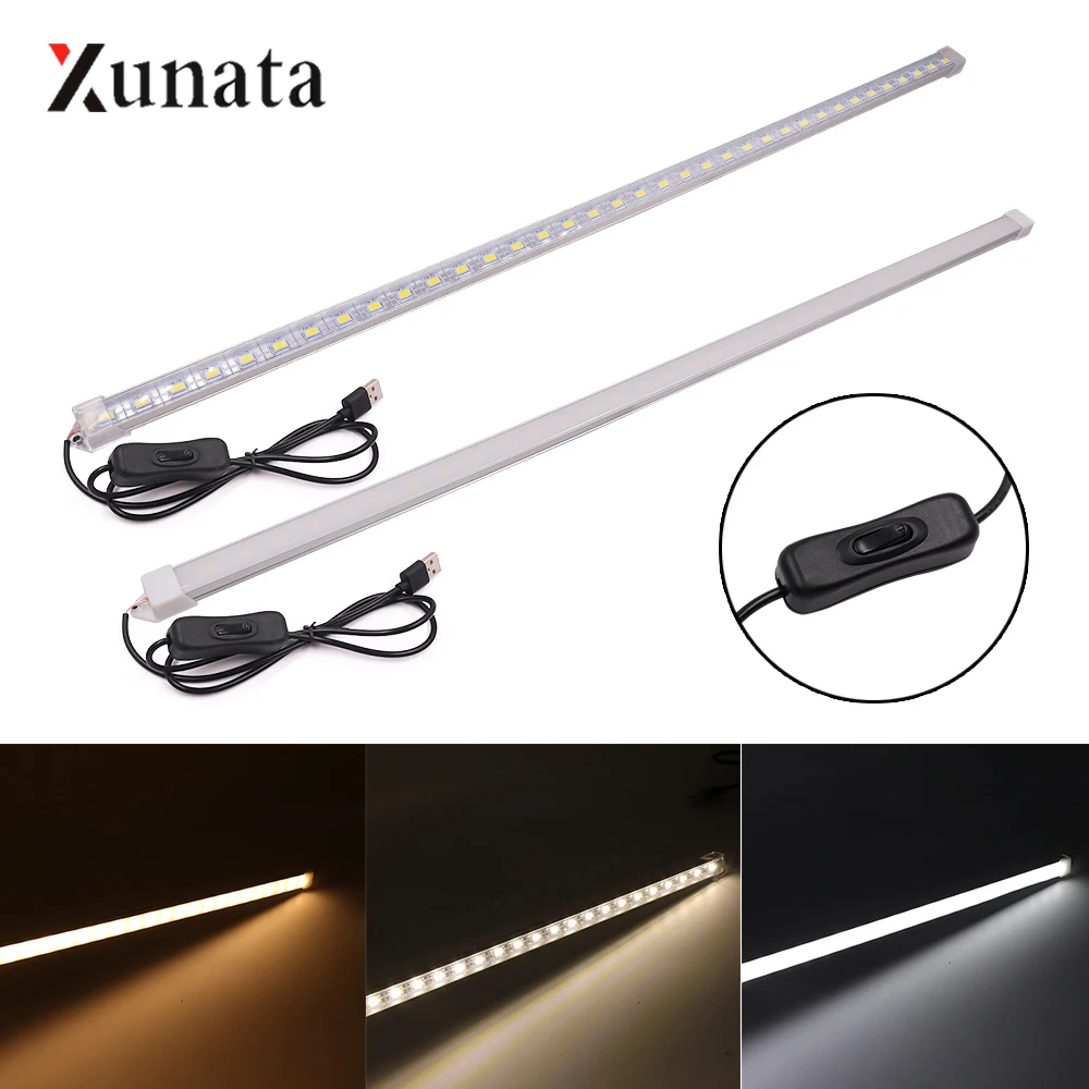 DC5V USB zasilany LED drążek LED z przełącznikiem taśmy LED światła 5630 LED sztywny pasek 7/15/24/28/36 LEDs szafki kuchenne lampka nocna