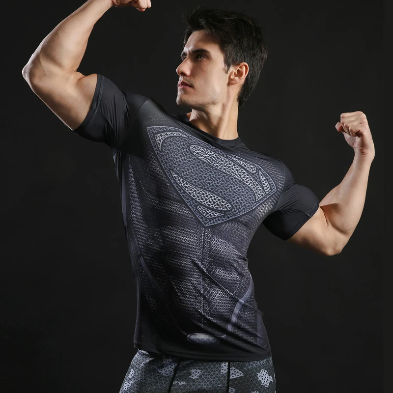 3D Printed T shirts Men Compression Shirt Comics Pattern Cosplay Costume Clothing Quick Dry Short Sleeve Summer Tops For Male