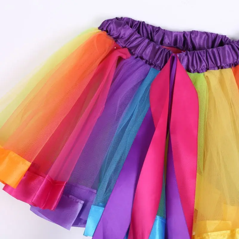 Fashion 0-8Y Girls Kids Baby Xmas Rainbow Tutu Skirt Party Costume Fancy Tutu Pettiskirt Tulle Mini Skirt