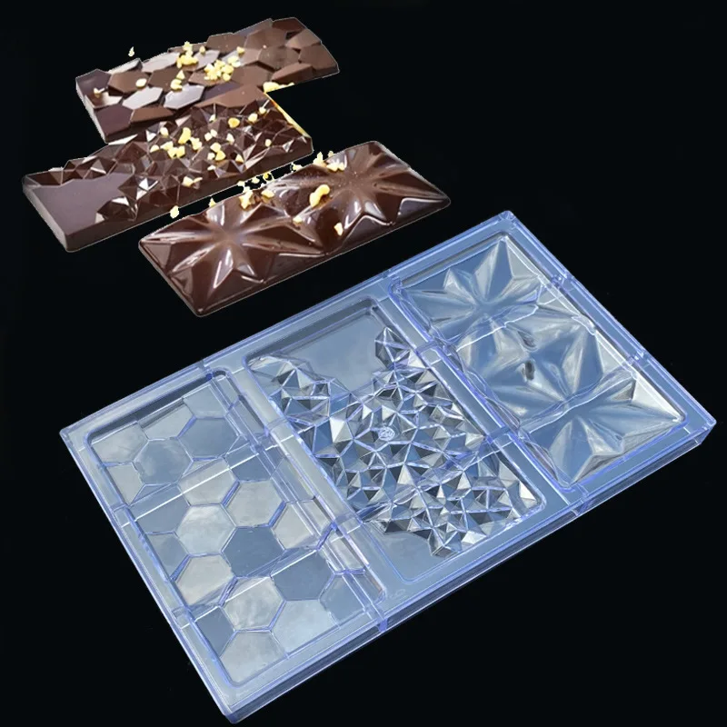 New Edelweiss Geometric Diamond Block Chocolate Mold DIY Handmade Making Tool Candy Plastic Cake Decorating Molds Baking Mould