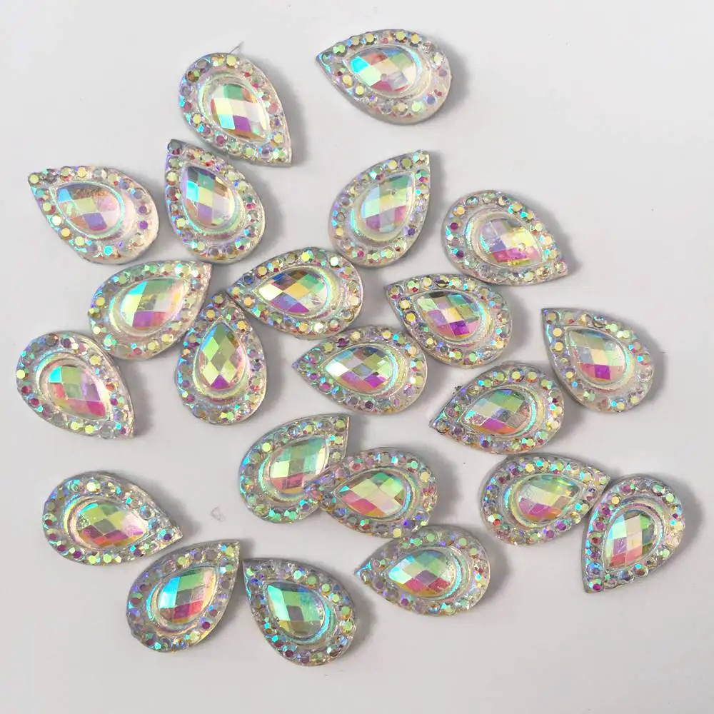 200 قطعة 8*12 مللي متر AB الراتنج كريستال الطاووس العين قطرة حجر الراين المسطح سجل القصاصات الزفاف يزين حلية Craft بها بنفسك الحرفية SK211 #4