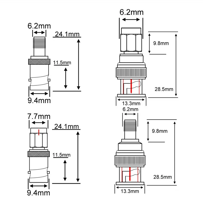 Connector RF adapter BNC-SMA BNC Male Jack Nickel Plating To SMA Female Plug Gold Plating Jack RF Connector Straight