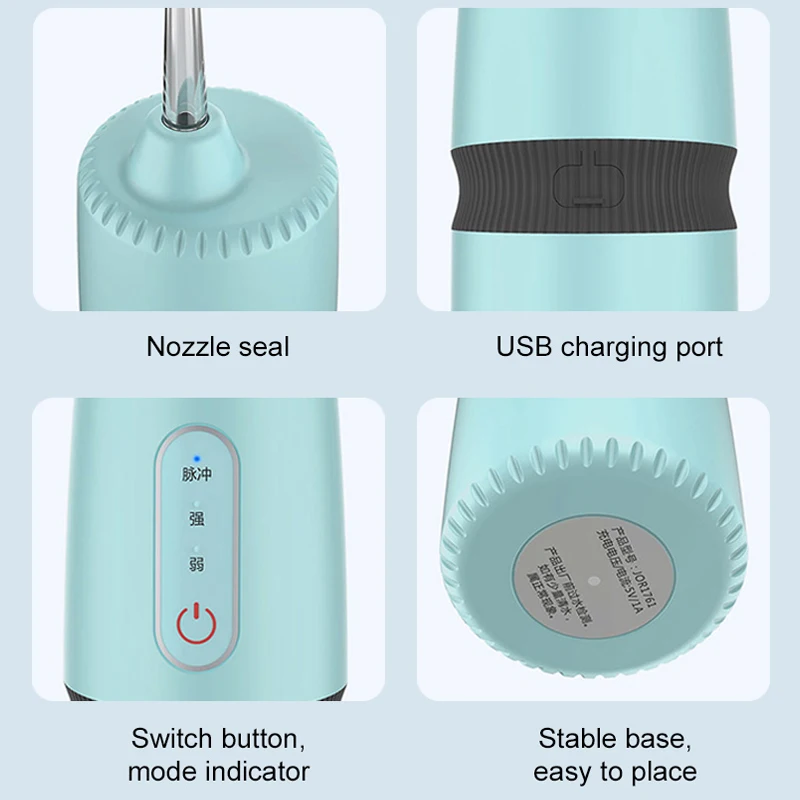 Ирригатор полости рта портативный с зарядкой от USB, 5 насадок, 3 режима