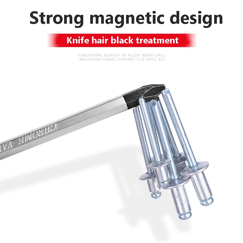 7PCS Through-the-core Screwdriver Set Strong Magnetic Cross Word Percussion Screwdriver Household Repair Tool