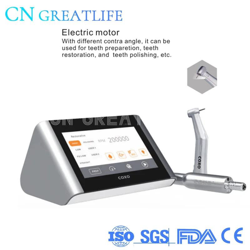 Dental Equipment COXO Master Brushless Micromotor Electric Dental Endo Motor with 1: 5 + 6: 1 Contra Angle Full Touch Control