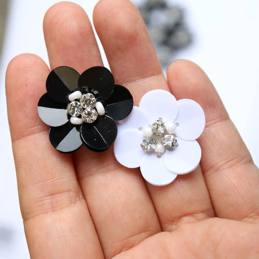 10pcs Rhinestone beaded flower patches for clothes DIY sew on parche appliques Embroidery applique patch ropa clothing accessory