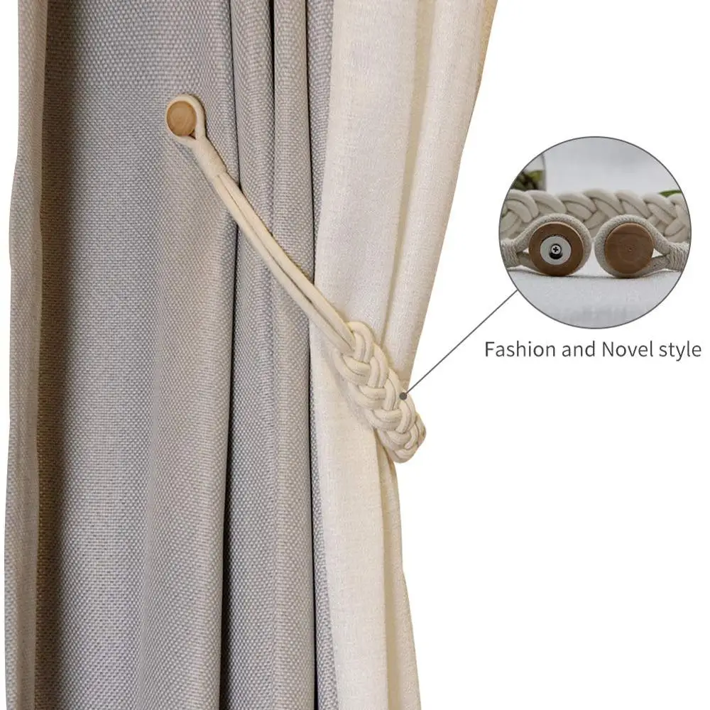 1Pc Curtain Holder Cilp Handwork White Woven Cotton Magnet Curtain Tieback Buckle Rope Holdback Drapery Home Decoration