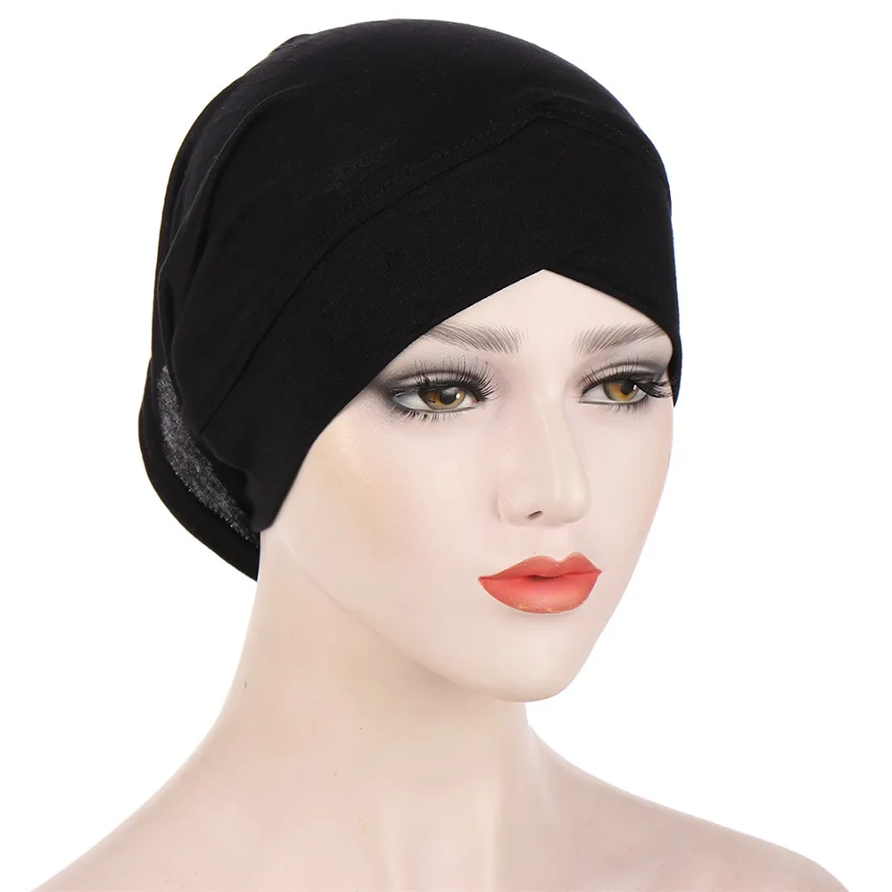 Stretch Beanie Cotton Bonnet Women Muslim Underscarf Hijab Inner Cap Ninja Hat Head Scarf Wrap Turban Solid Color Headscarf Caps