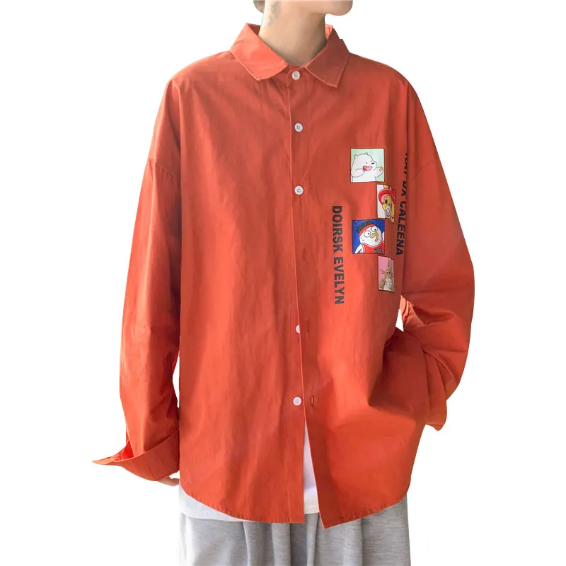 Men\'s Oversized Shirts Mens Fashion Cotton Anime Blouse 5xl Oversize Long Sleeves Dress Shirt for Men Man Clothing Casual