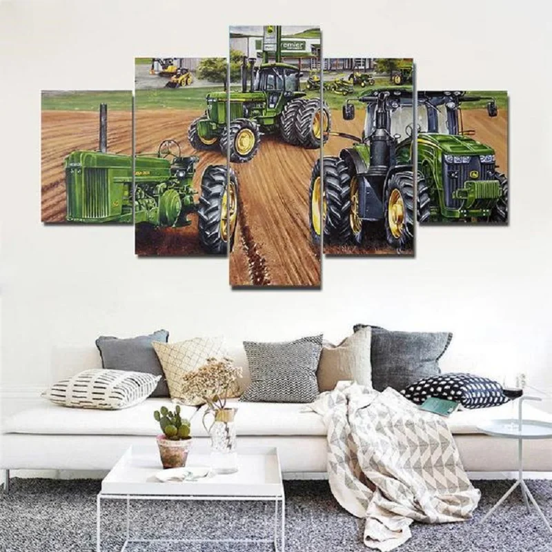 

5Pcs Retro Farm Tractor Car Pictures Wall Art Home Decor Posters Canvas HD Modular Paintings Decoration Living Room Accessories