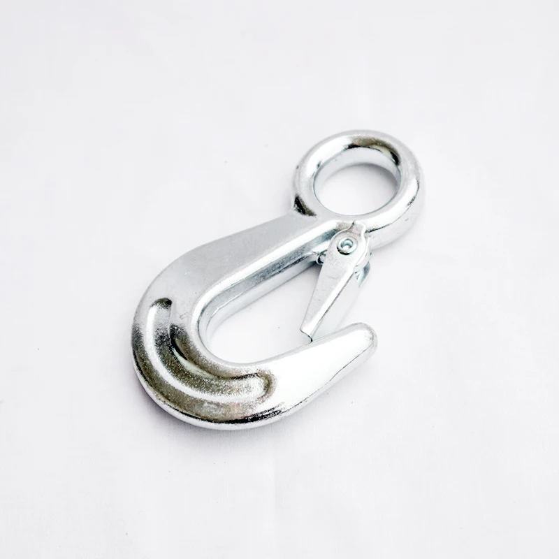 Heavy Duty Forged Eye Hook with Safety Lock Latch Zinc Plated G80 Alloy Steel Drop Forged Hook for Tie-Down