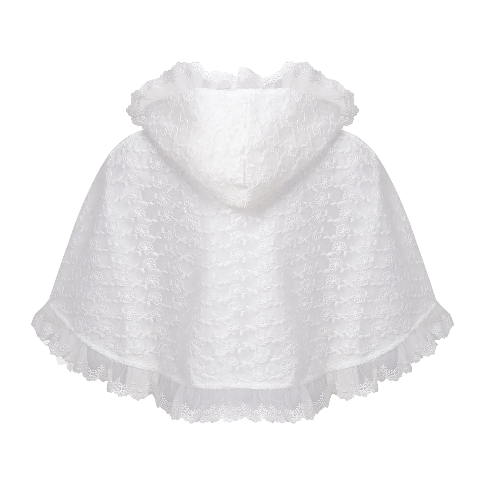 Baby Girls Bolero Jacket Formal Lace Wedding Party Princess Cloak Shawl Coat Kid Baptism Christening Hooded Shrug Cape Outerwear