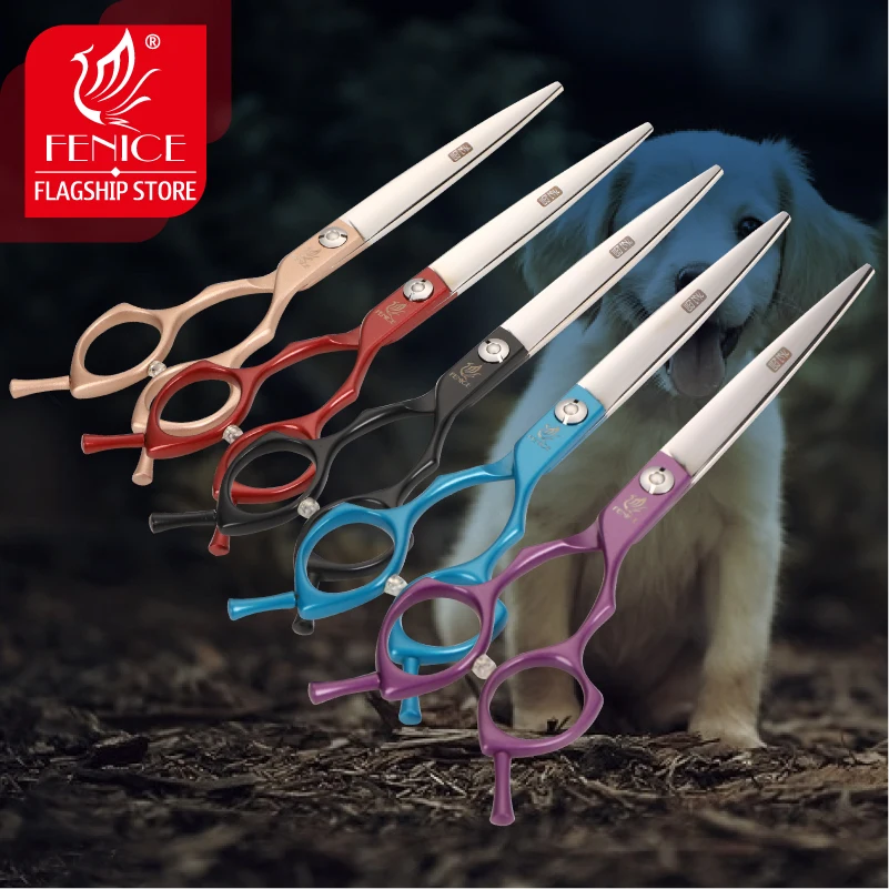 Fenice 6.5/7.0 inch Pet Grooming Scissors Colorful Dogs Straight Cutting Shears JP440C Stainless Steel