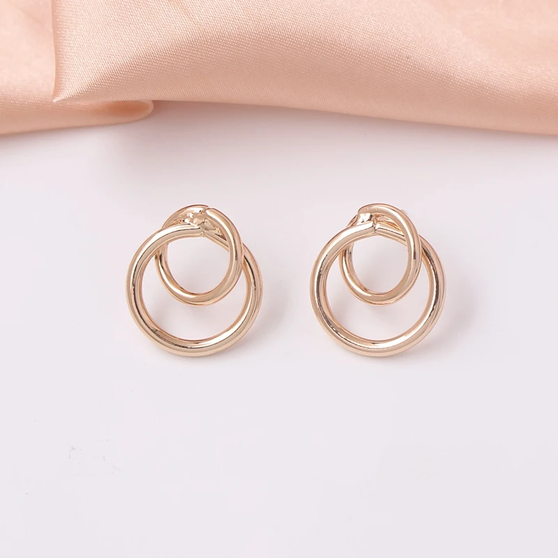 New Geometric Double Round Circle Stud Earrings for Women Statement Earring Jewelry Fashion Hollow Gold Color Wedding Brincos