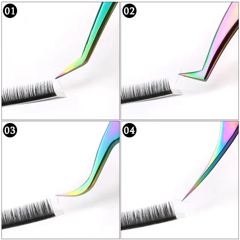 Pince à épiler colorée pour Extensions de cils, Volume professionnel, accessoire de précision