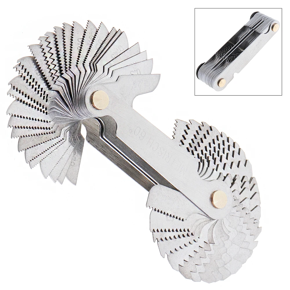 58pcs Blade Screw Gauge Metric Imperial US Thread Plug Gauges SAE Whitworth 55 Degree Metrisch 60 Degree Thread Pitch Gauge Tool