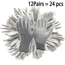 NMSafety-guantes de trabajo de PU con revestimiento de seguridad, 12 pares/24 piezas, Palma mecánica, certificado CE EN388 4131X