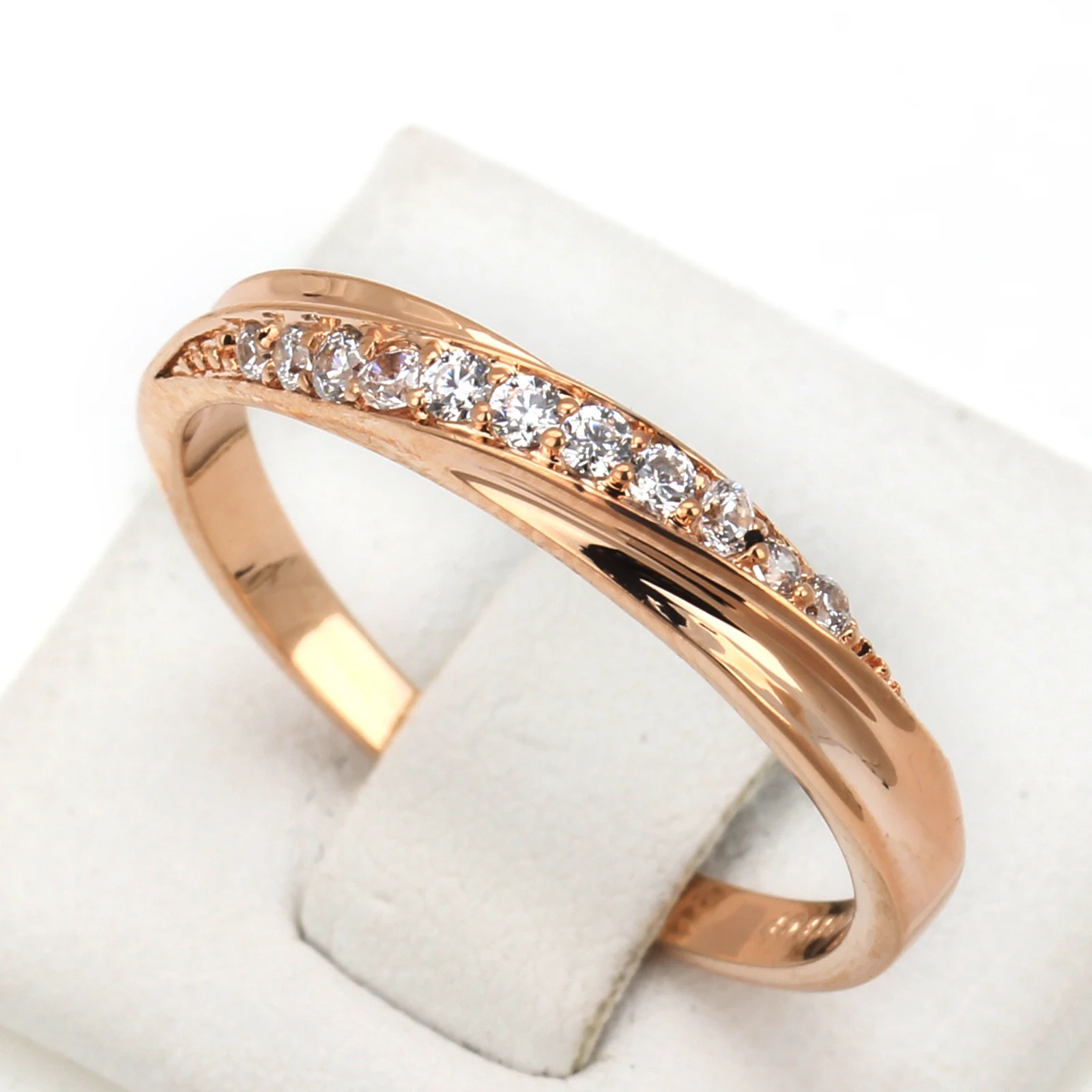 Rings For Women Female Engagement Wedding Promise Women\'s Ring Fashion Jewellry Simple Rose Gold Color Zirconia Jewelry R314