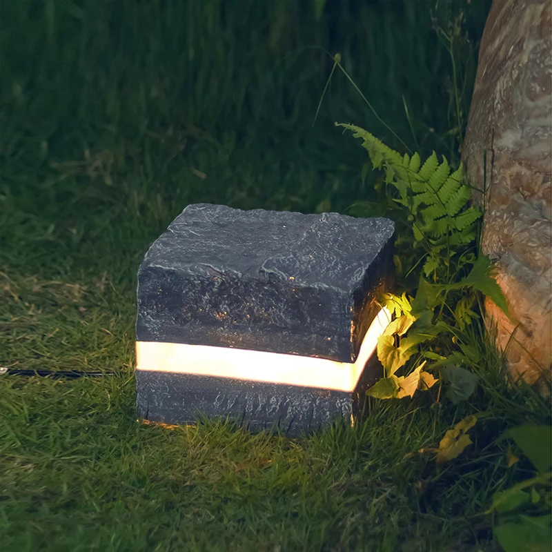 مربع الصخور المناظر الطبيعية ضوء فيلا ساحة فناء فناء حديقة أضواء العقارات بارك منتجع LED ديكور مصباح حديقة الحجر #2
