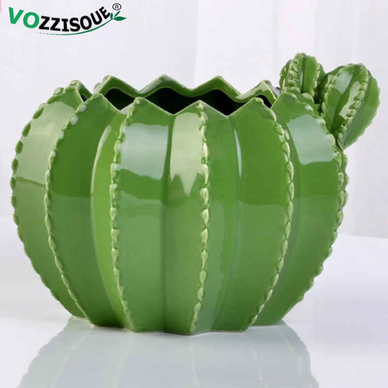 NEW Creative Ceramic Cactus Bonsai Pots Indoor Decorative Plant Pot Garden Succulent Flowerpot Home Balcony Green Clay Planter