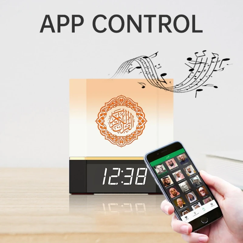 Bluetooth Speaker Wireless Remote LED Night Light Smart APP Control Digital AZAN Clock with Quran Recitation Translation Muslim