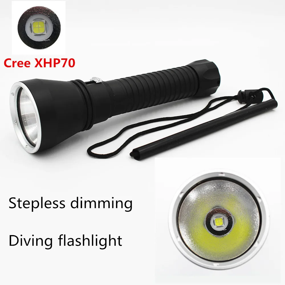 Waterproof diving flashlight  XHP70 LED white/Yell light underwater sucba dive photography spearfishing torch +2x 22650 +charger