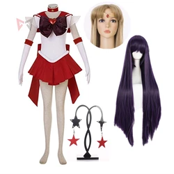 Athemis Anime Hinoes Rei Marsies Super S Cosplay Costume Earrings Wig Custom Made Fancy Dress For Halloween