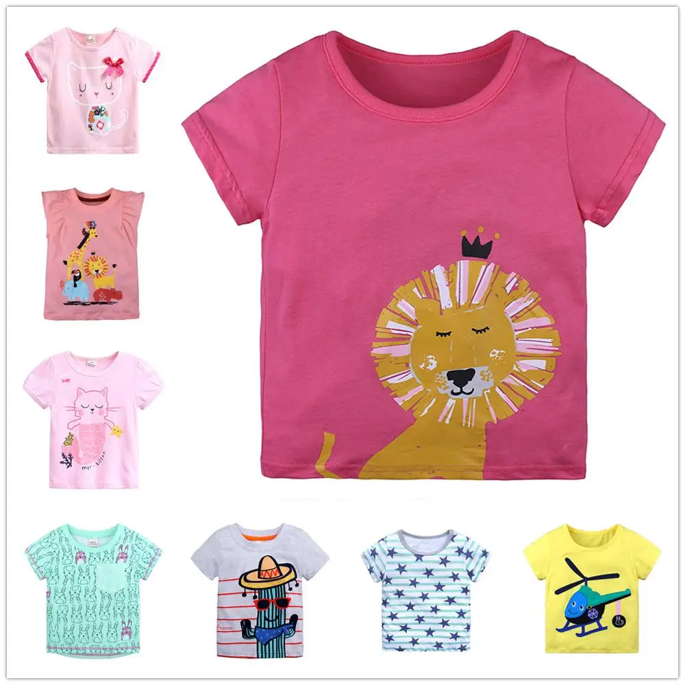 Pink Lion Baby Girls t shirts Cotton Children Tops Kids t-shirts Summer Girl Clothes Tees Girl's Blouse Infant tshirt 1-6 Years