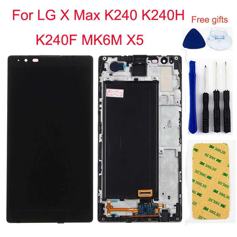 For LG X Max K240 K240H K240F MK6M X5 LCD Display Monitor Module + Touch Screen Digitizer Panel Glass Sensor Assembly Frame