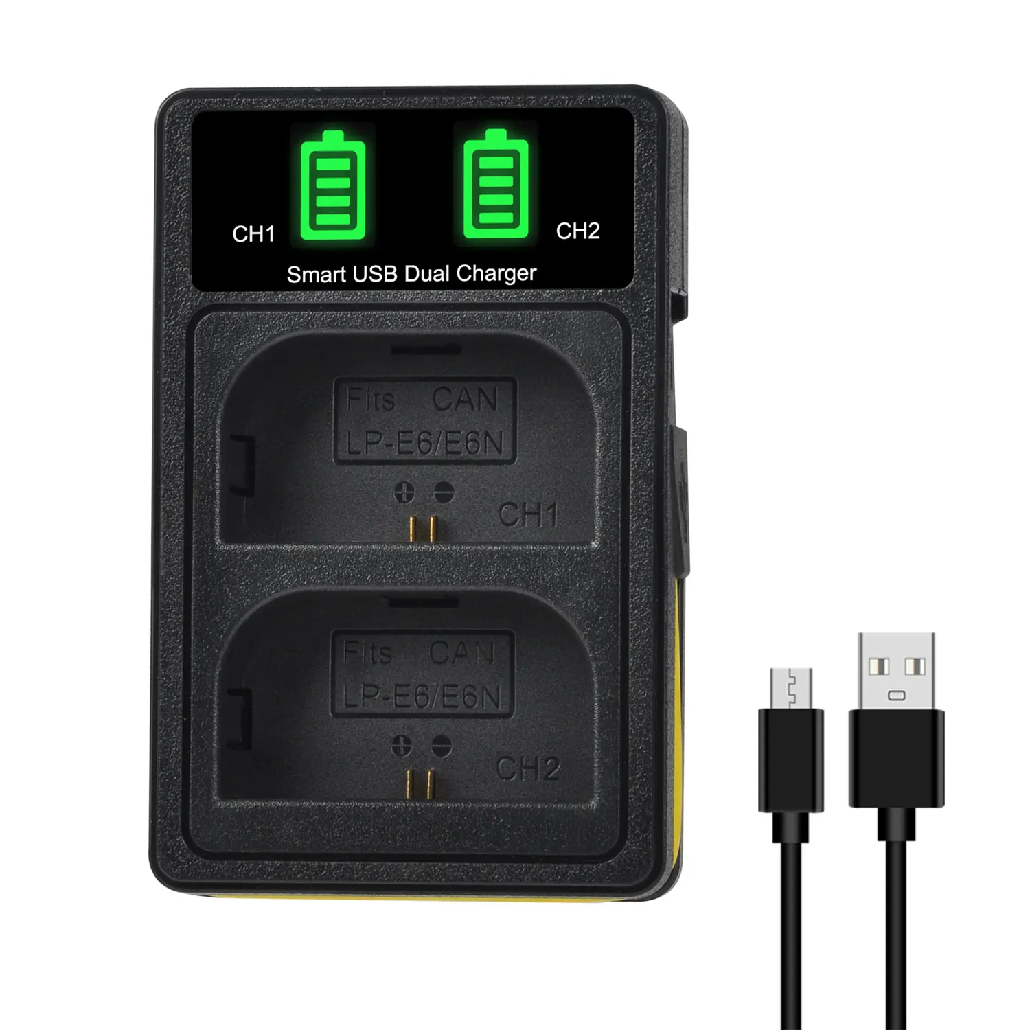 DuraPro-Bateria e carregador USB duplo de LED com porta tipo C, Canon 5DS R 5D Mark II III, 6D, 7D, 60D, 60Da, 70D, 80D, R5, R6, LP-E6N