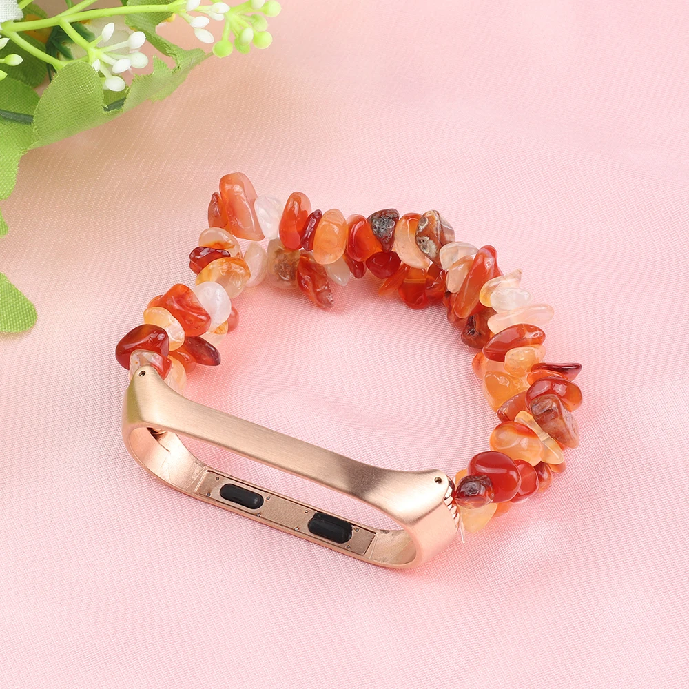 Beads Stone Bracelet for Xiaomi Mi Band 8 5 6 7 4 Handmade Natural Jewelry Wristband Elastic Woman Strap Miband Mi Band 8 Girls