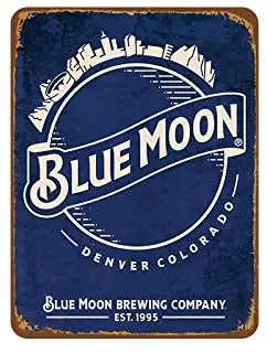 Retro Sign Blue Moon Vintage Metal Tin Sign - Home Decor Bar Man Cave Garage Decor Restaurant Decor Room Decor