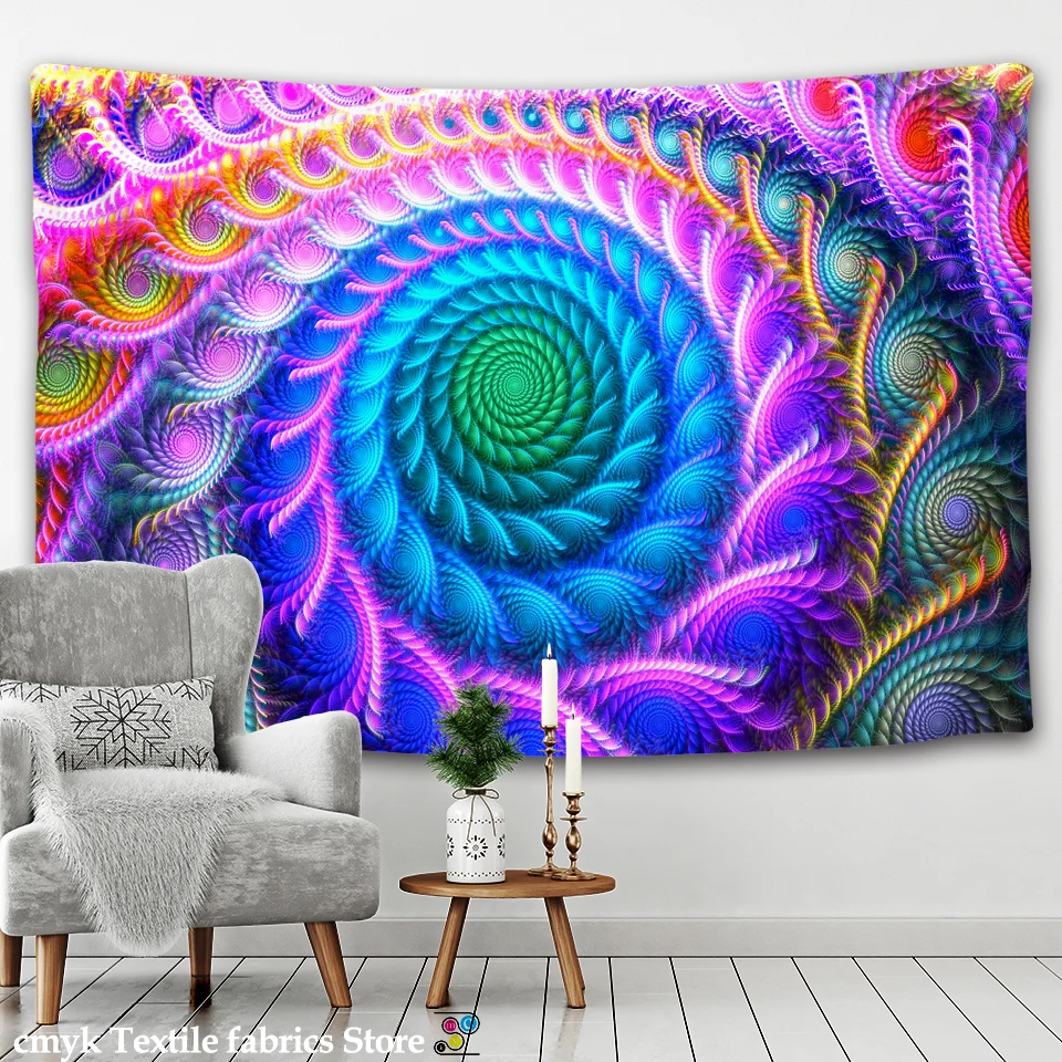 Psychedelic Mandala Tapestry Wall Hanging Boho Decor Wall Cloth Tapestries Hippie Tapestry Mandala Wall Carpet