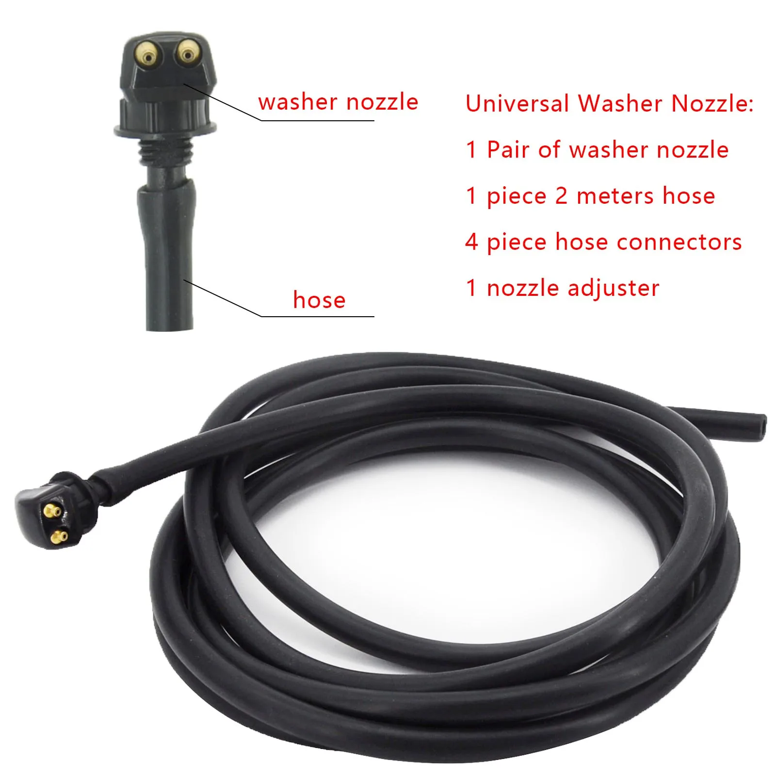 2x Universal Front Windshield Washer Wiper Nozzle Sprayer Sprinkler Water Spout Outlet For Toyota Mazda Hyundai Vauxhall Fiat