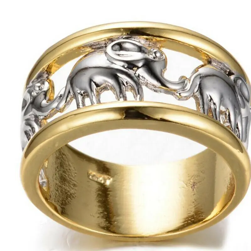 Bohemian Male Ring Gold and Silver Color Elephant Rings for Men Wedding Anel Engagement Statement