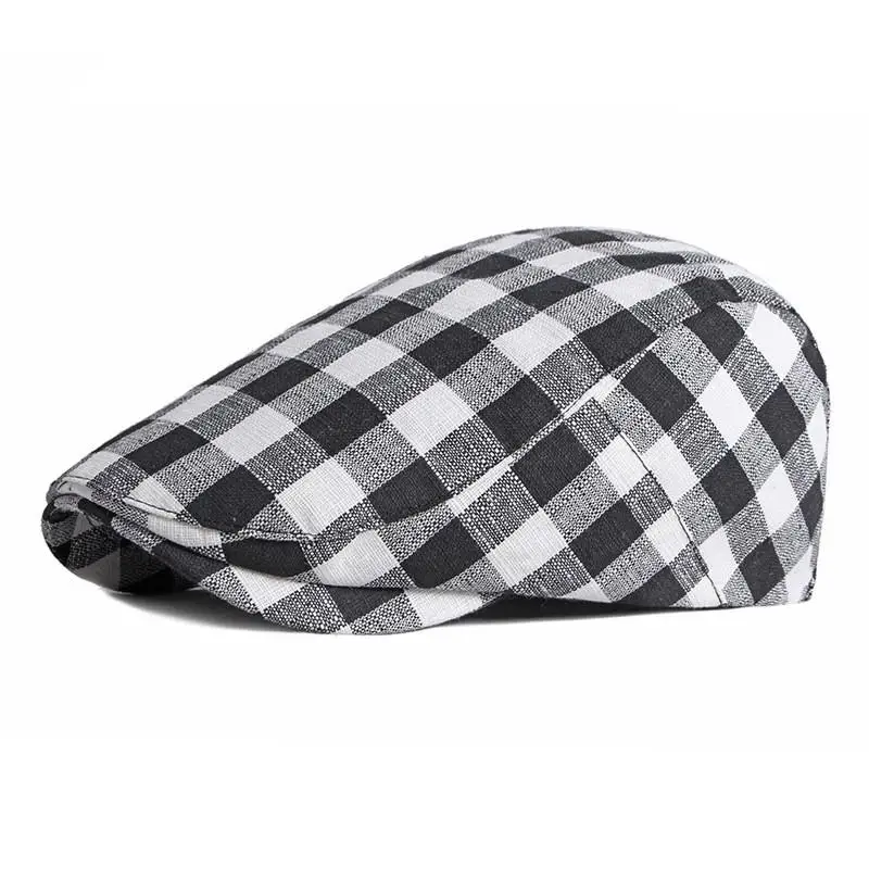 2021 Cotton four seasons solid color plaid Newsboy Caps Flat Peaked Cap Men and Women Painter Beret Hats 64