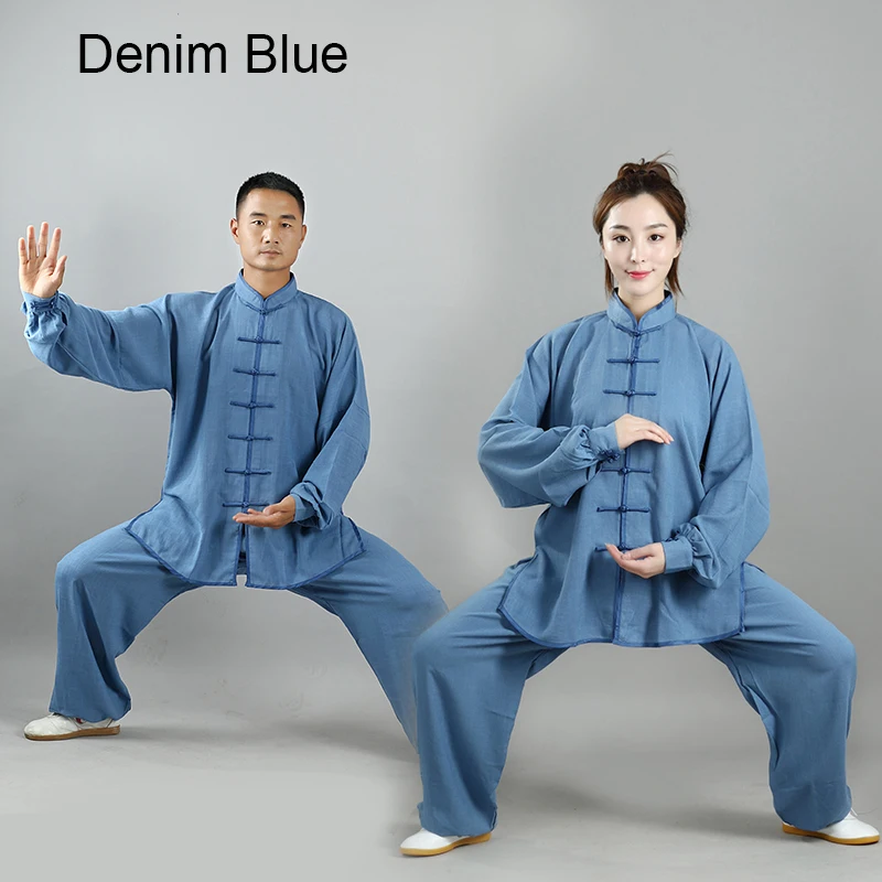 Adult Linen Kung Fu Uniform Traditional Chinese Clothing Women Wushu Top Pants Suit Men Tai Chi Folk outfits Clothes costume