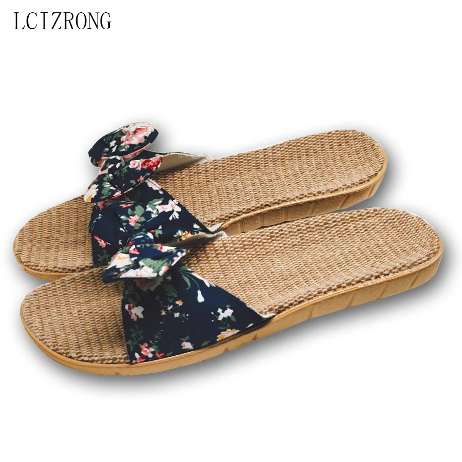 LCIZRONG Summer 28 Colors Flax Home Slippers Women 2023 Non-slip House Female Family Slippers Slapping Beach Flip Flops