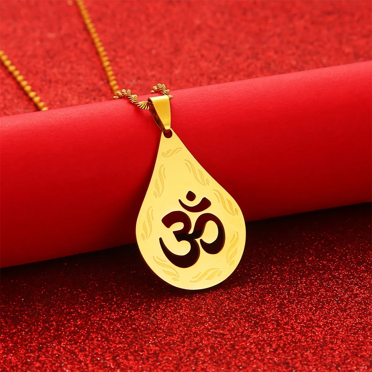 Stainless Steel African Symbol Yoga Pendant Necklace for Women Girl Indian Hindoo Hindu Buddhist Jewelry