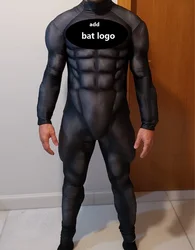 Top Quality Fullbody Muscle Padding Bat Cosplay Costume Add Bat Logo Bat Costume Fake Muscle Suit Fullbody Muscular Bat Suit