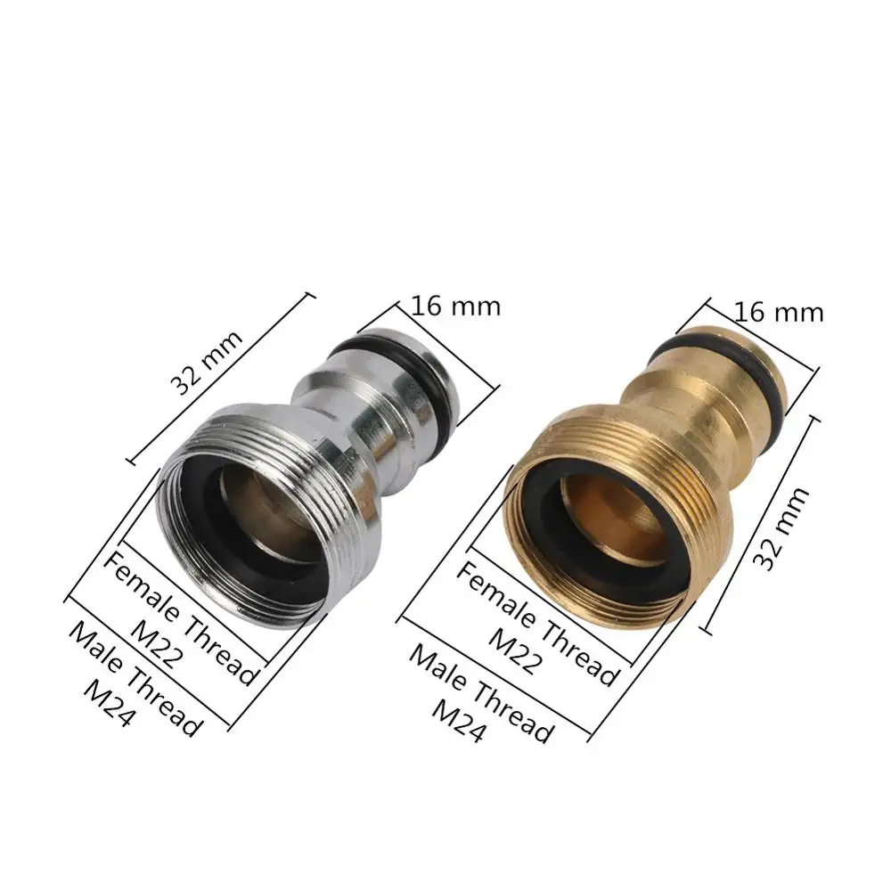 Set Di 2 Connettori Rapidi In Ottone Per Tubo Da Giardino, Filettatura M22 E M24, Antiperdita
