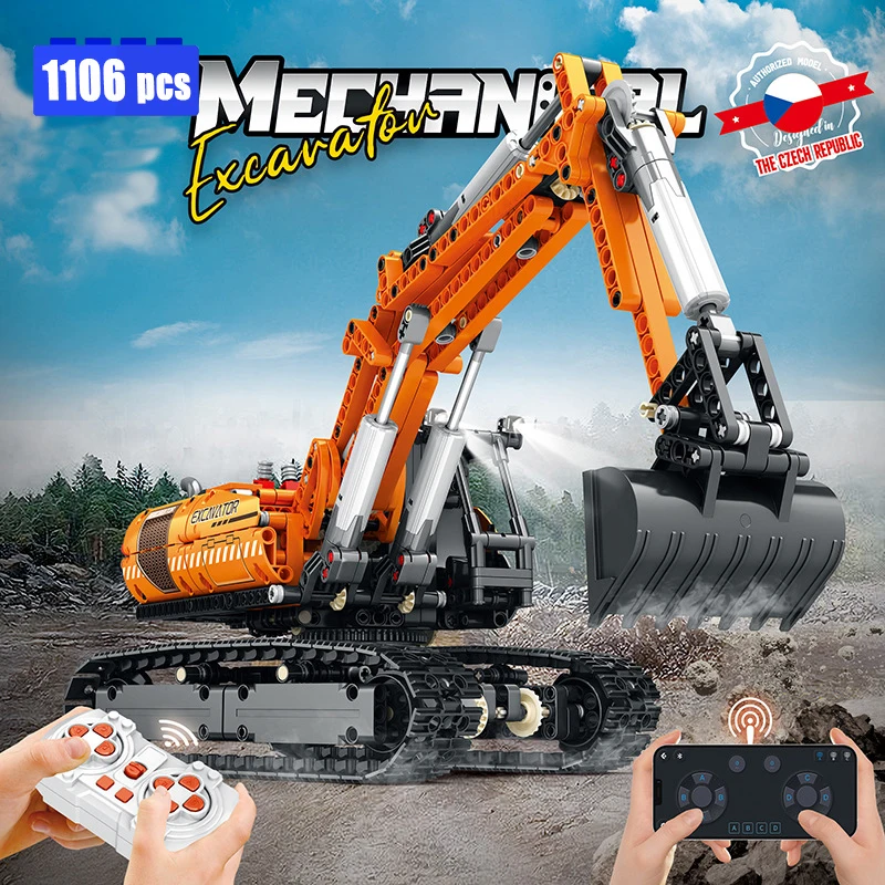 

City High Tech RC Excavator Building Blocks Model Assembling MOC Technical Engineering Vehicle Bricks Toys for Boys Gift Set