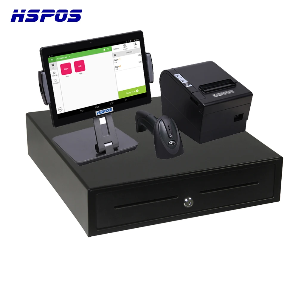 HSPOS 10-дюймовый кассовый аппарат Android Pos-система заказ ресторана Pos с 80 мм термопринтером BT сканер и кассовый ящик