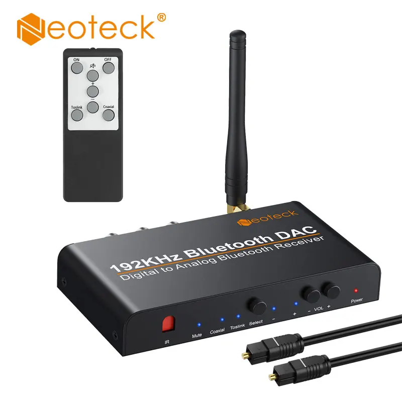 Neoteck Bluetooth-Compatible DAC Support  AAC, SBC DAC Digital to Analog Audio Converter With IR Remote Control 192kHz DAC